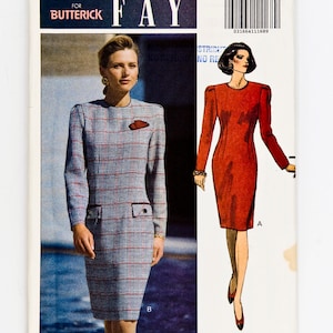 Butterick Sewing Pattern 5630, Vintage Pattern, Misses&#39; Dress, Leslie Fay, Size 6-8-10, UNCUT (factory folded), Year 1991