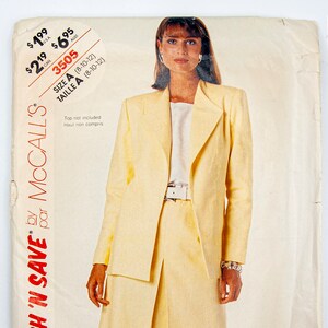 McCall&#39;s Sewing Pattern 3505, Stitch n&#39; Save, Misses&#39; Lined Jacket and Skirt, Vintage Pattern, Size A (8-10-12), UNCUT, Year 1988
