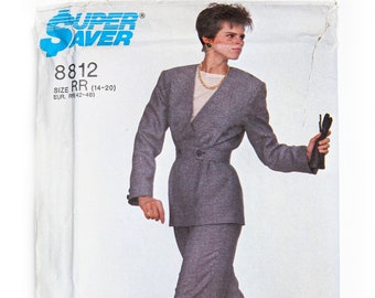 Simplicity Sewing Pattern 8812, Vintage Pattern, Misses' Pants, Jacket, Super Saver, Size 14-20, UNCUT (factory folded), Year 1988