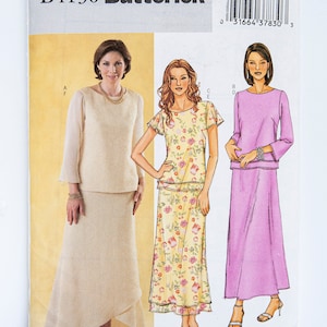 Butterick Sewing Pattern 4130, Vintage Pattern, Misses&#39; Top, Skirt, Size 14-18-20, UNCUT (factory folded), Year 2004