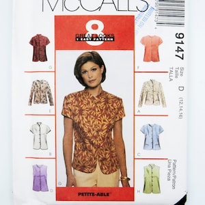 McCall's Sewing Pattern 9147, Vintage Pattern, Misses' Top, Size 12-14-16, UNCUT (factory folded), Year 1997