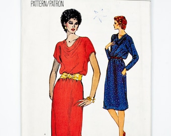Patrón de costura Vogue 8225, Fácil de coser, Patrón vintage, Vestido de mujer, Tamaño 12-14-16, UNCUT (doblado en fábrica), Año 1980
