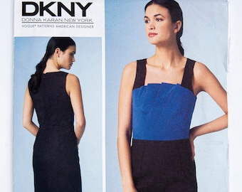 Patrón de costura Vogue 1444, Vestido de mujer, Colección Donna Karan New York, Diseñadora estadounidense, Talla 6-14, SIN CORTAR (doblado en fábrica), Año 2013