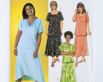 Butterick Sewing Pattern 4143, Vintage Pattern, Women's Top, Skirt, Size 16W-18W-20W, UNCUT (factory folded), Year 2004