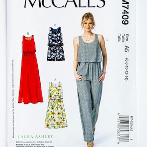 McCall&#39;s Schnittmuster 7409, Misses Kleid, Strampler, Jumpsuit, Größe 36-44, UNCUT (gefaltet), Jahrgang 2016