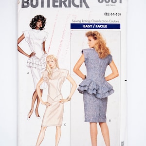 Butterick Sewing Pattern 6081, Misses&#39; Dress, Event Dress, Vintage Pattern, Easy to Sew, Size 12-14-16, UNCUT (factory folded), Year 1988