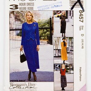 McCall&#39;s Sewing Pattern 8457, Vintage Pattern, Easy to Sew, Misses&#39; Dress, Size 12-14-16, UNCUT (factory folded), Year 1996