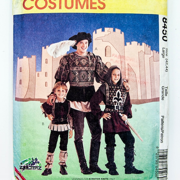 McCall's Costume Sewing Pattern 8450, Halloween Costume for Adults, Medieval Costume, Size 42-44 / 46-48, UNCUT (factory folded) Year 1996