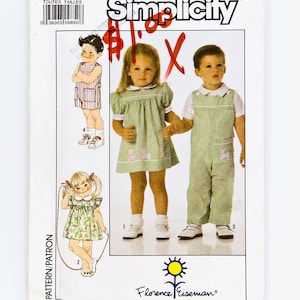 Simplicity Sewing Pattern 9497, Vintage Pattern, Toddlers' Dress, Overall, Size 1,2,3,4, UNCUT (factory folded), Year 1989