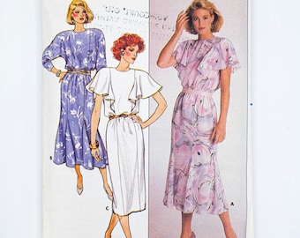 Butterick Sewing Pattern 3676, Vintage Pattern, Misses' Dress, Size 18, CUT (complete) Year 1986