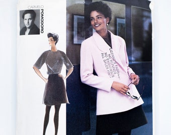 Vogue Sewing Pattern 2833, By Carmelo Pomodoro, Misses' Jacket, Top, Skirt, Vintage Pattern, Size 8-10-12, Partly CUT (complete) Year 1992
