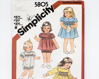 Vintage Simplicity 5805 Toddler Dress Sewing Pattern, Partly CUT (complete) Size 3