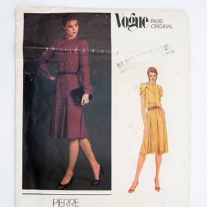 Vogue Sewing Pattern 2682, Misses&#39; Dress, by Pierre Balmain, Vintage Pattern, Size 8, Cut, Year 1980s&#39;