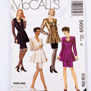McCall&#39;s Sewing Pattern 5659, Misses&#39; Jacket, Top, Skirt, Vintage Pattern, Size 12, UNCUT (factory folded),  Year 1991