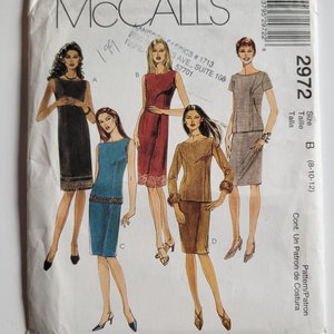 McCall's Sewing Pattern 2972, Vintage Pattern, Misses Dress, Top, Skirt, Size 8-10-12, UNCUT (factory folded), Year 2000