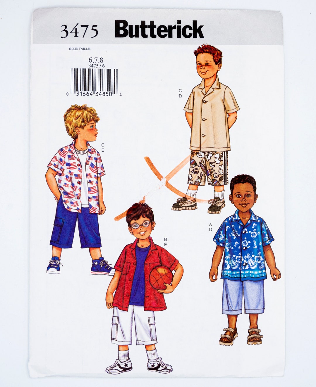 Butterick Sewing Pattern 3475 Children/boys' Shirt Etsy
