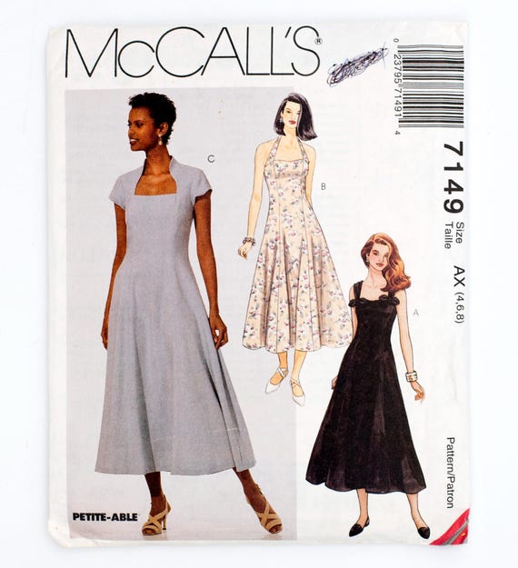 Mccall's Sewing Pattern 7149, Misses' Dress, Evening Dress, Vintage Pattern,  Size 4,6,8, UNCUT (factory Folded), Year 1994
