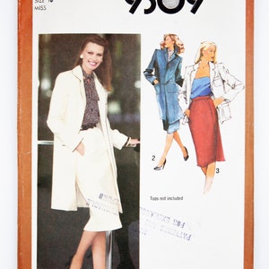 Simplicity Sewing Pattern 9309, Misses&#39; Lined Jacket, Coat, Skirt, Vintage Pattern, Size 10, Partly CUT (complete), Year 1979