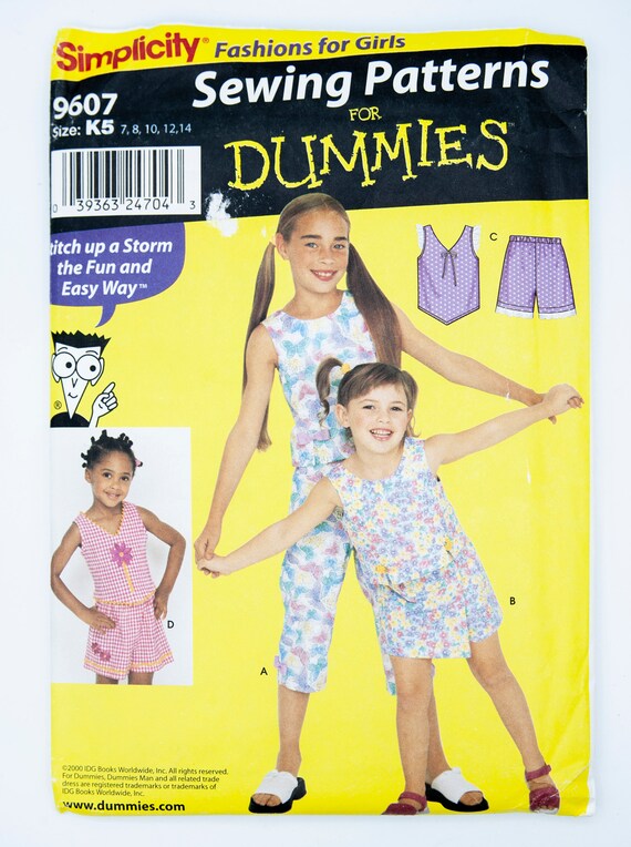 Simplicidad Patron de costura 9607 Top para ninos ninas pantalones Skort pantalones cortos talla 7 14 UNCUT doblado de fabrica Ano 2001 Etsy Mexico