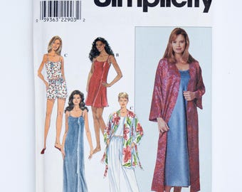 Simplicity 8666 Sleepwear Robe Nightgown Camisole Pants Shorts Sewing Pattern XS-M UNCUT
