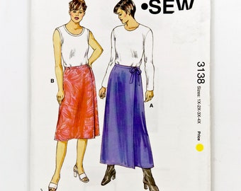 Kwik Sew Sewing Pattern 3138, Vintage Pattern, Misses' Skirt, Size 1X-2X-3X-4X, UNCUT (factory folded), Year 2002
