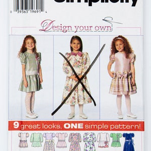 Simplicity Sewing Pattern 7400, Girls&#39; Dress, Vintage Pattern, Size 3-4-5-6, UNCUT (factory folded) Year 1996
