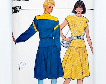 Patrón de costura Butterick 4737, Patrón vintage, Fácil de coser, Vestido de mujer, Talla 8-16, CORTE (completo), Año 80