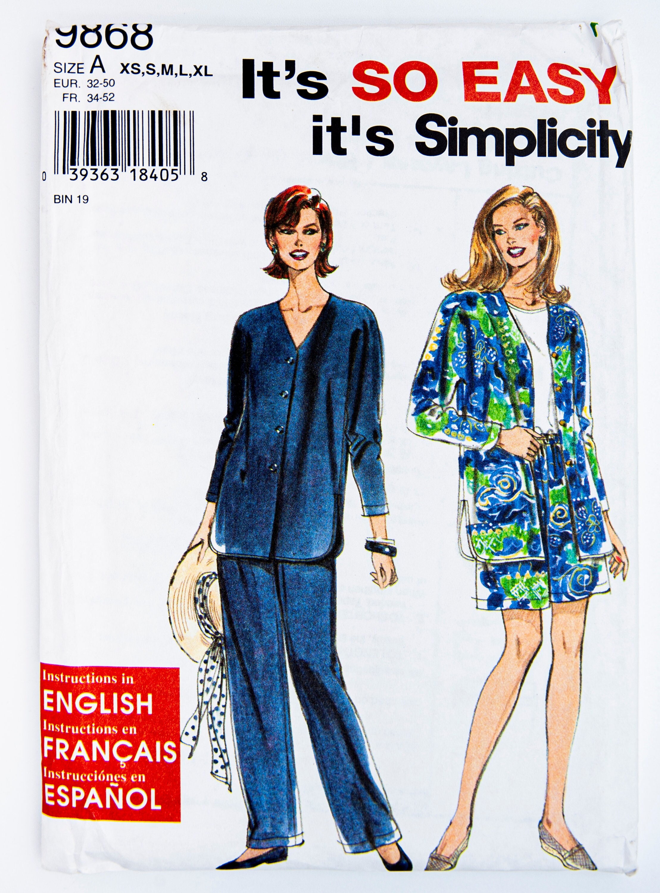 【冬バーゲン★】 Easy 9868, Pattern Sewing Simplicity to Pants Misses Sew, 裁縫材料
