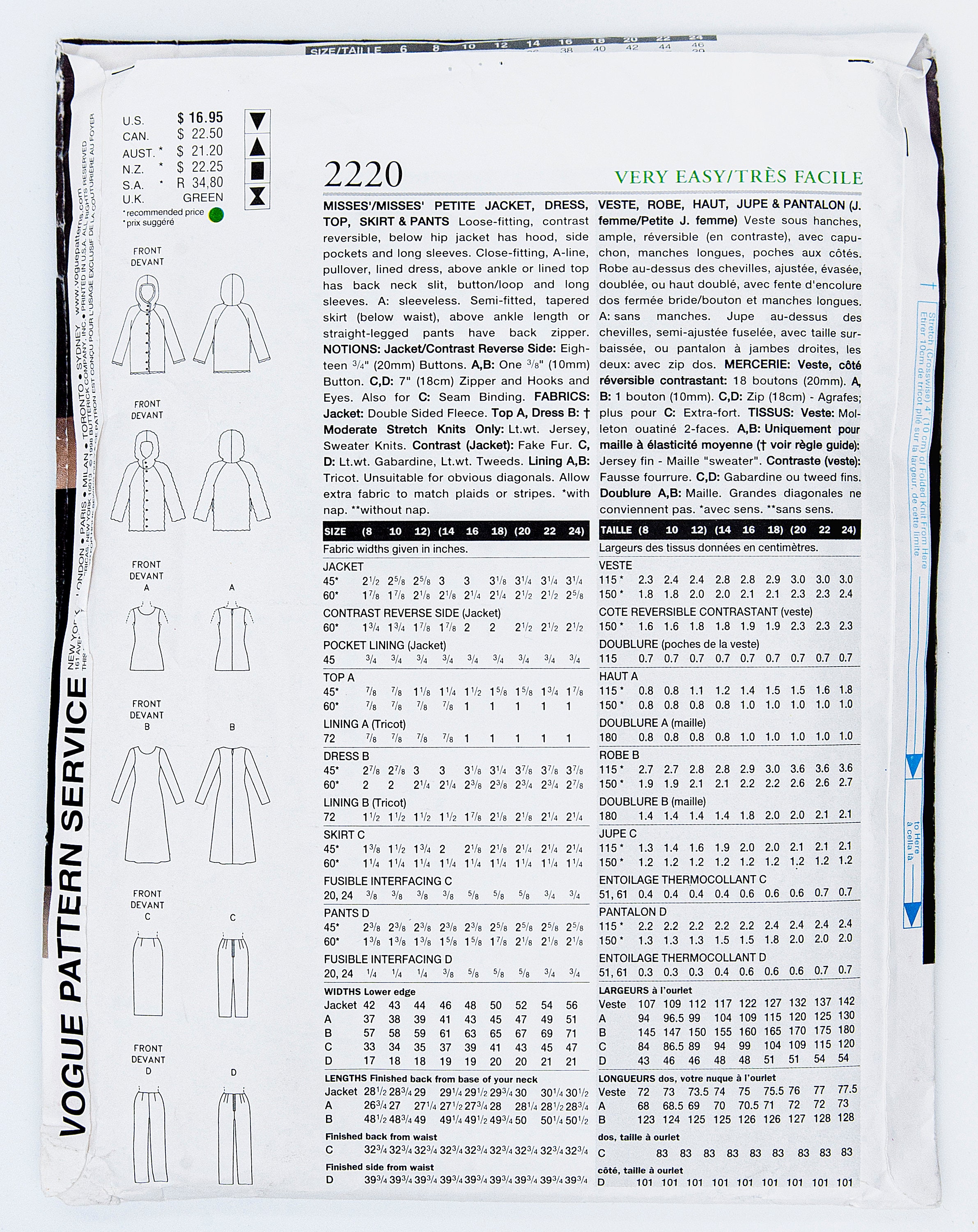 Vogue Damenrock Schnittmuster - Gefütterter Rock Mit Reißverschluss & Taschen