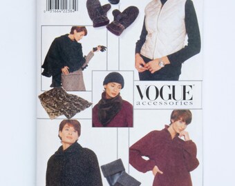 Vogue Accessories 9354 Winter Hat Mittens Scarf Capelet Vest Pattern UNCUT
