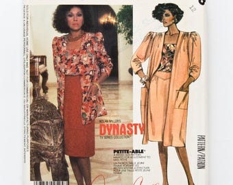 McCall's Sewing Pattern 2373, Vintage Pattern, Misses' Coat, Jacket, Top, Skirt, Nolan Miller's Dynasty TV Series Collection, Size 12