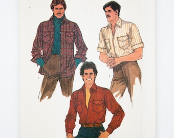 Simplicity Sewing Pattern 6629, Men's Shirt, Vintage Pattern, Size 40, UNCUT, (factory folded), Year 1984
