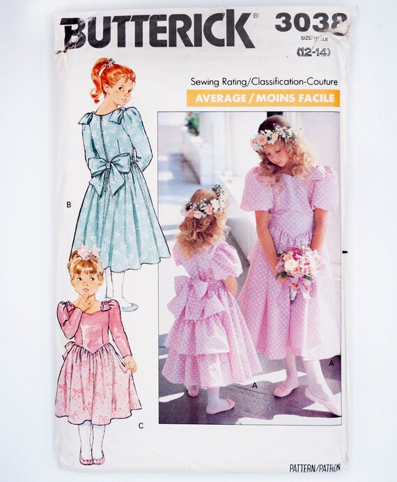 Butterick Sewing Pattern 3038 Girls children s Dress Flower
