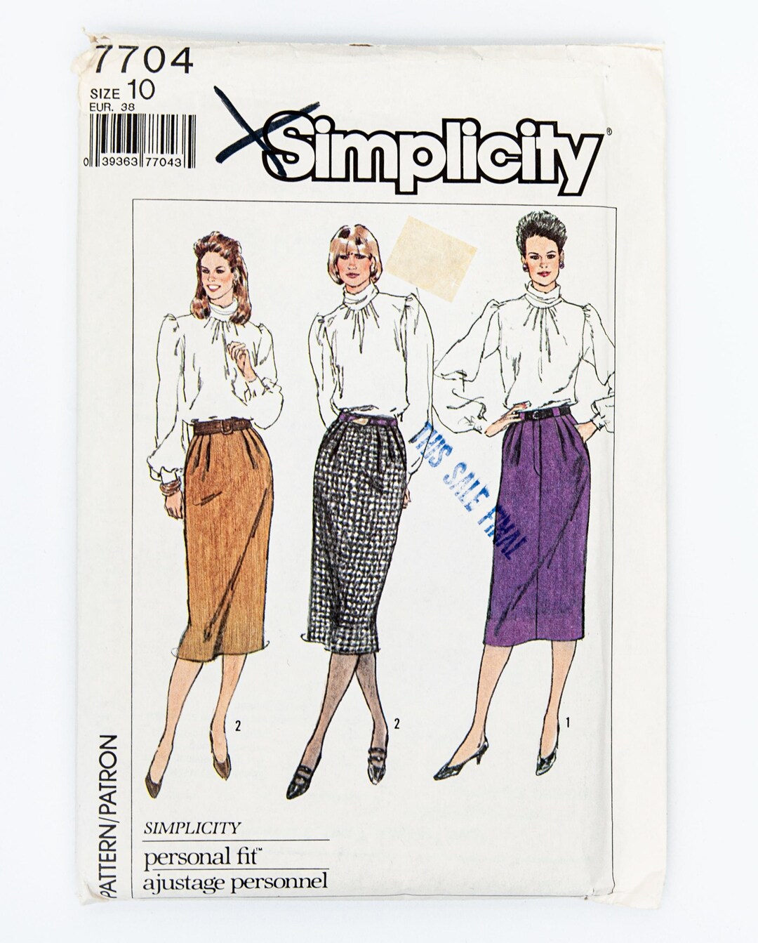 Simplicity Sewing Pattern 7704, Misses' Proportioned Skirts, Vintage ...