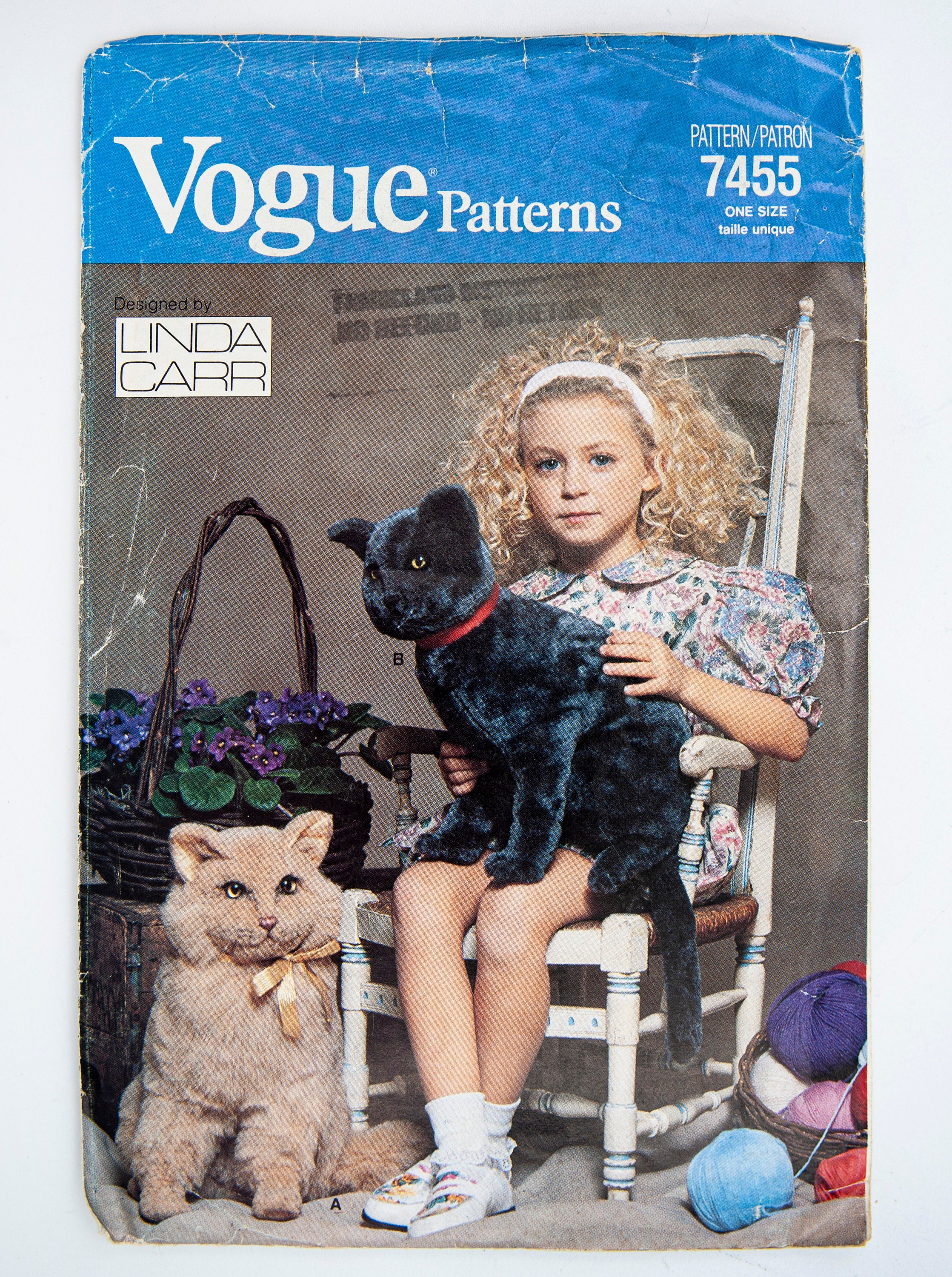 Vogue Crafts Sewing Pattern 7455, Vintage Pattern, Cat Doll