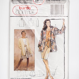 Burda Couture Sewing Pattern 4820, Misses&#39; Jacket, Vest, Skirt, Shorts, Size 10-20, UNCUT (factory folded) Year 1991