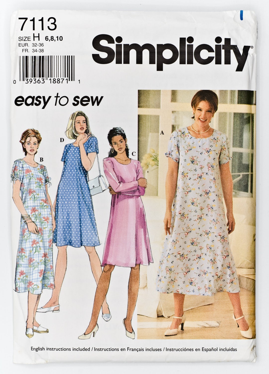 Simplicity Sewing Pattern 7113, Easy to Sew, Misses' Dress, Size H 6-8 ...