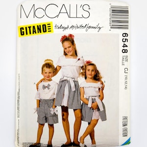 McCall's Sewing Pattern 6548, Girls' T-Shirt, Top, Skirt, Shorts, Vintage Size 10-12-14