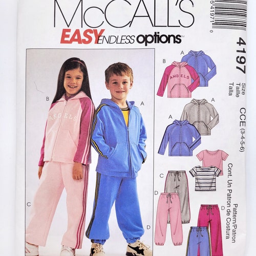 McCall's Sewing Pattern 4197, Children's/ Boys'/ Girls' Jacket, Top, Pants, Easy to Sew, Size 3-6, UNCUT (factory folded) Year 2004