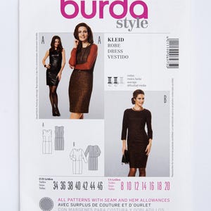 Patrón de costura Burda Style 6975, vestido para mujer, vestido informal, talla 8-20, sin cortar (plegado de fábrica), año 2013