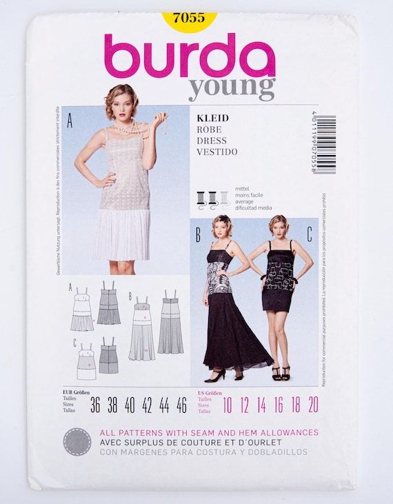 Burda Young modello di cucito 7055, abito da signorina, abito da