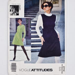 Vogue Sewing Pattern 2772, Misses&#39; Dress, Designers Tom and Linda Platt, Vogue Attitudes, Size 14-16-18, UNCUT (factory folded), Year 1991