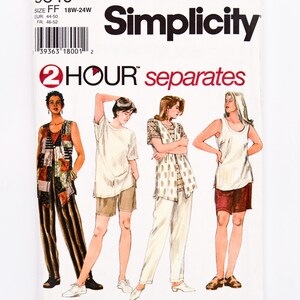 May include: Simplicity sewing pattern featuring four different separates outfits. The pattern number is 9546, and the size is FF 18W-24W. The cover includes the text "2 HOUR separates". The outfits include pants, shorts, skirts, and tops.