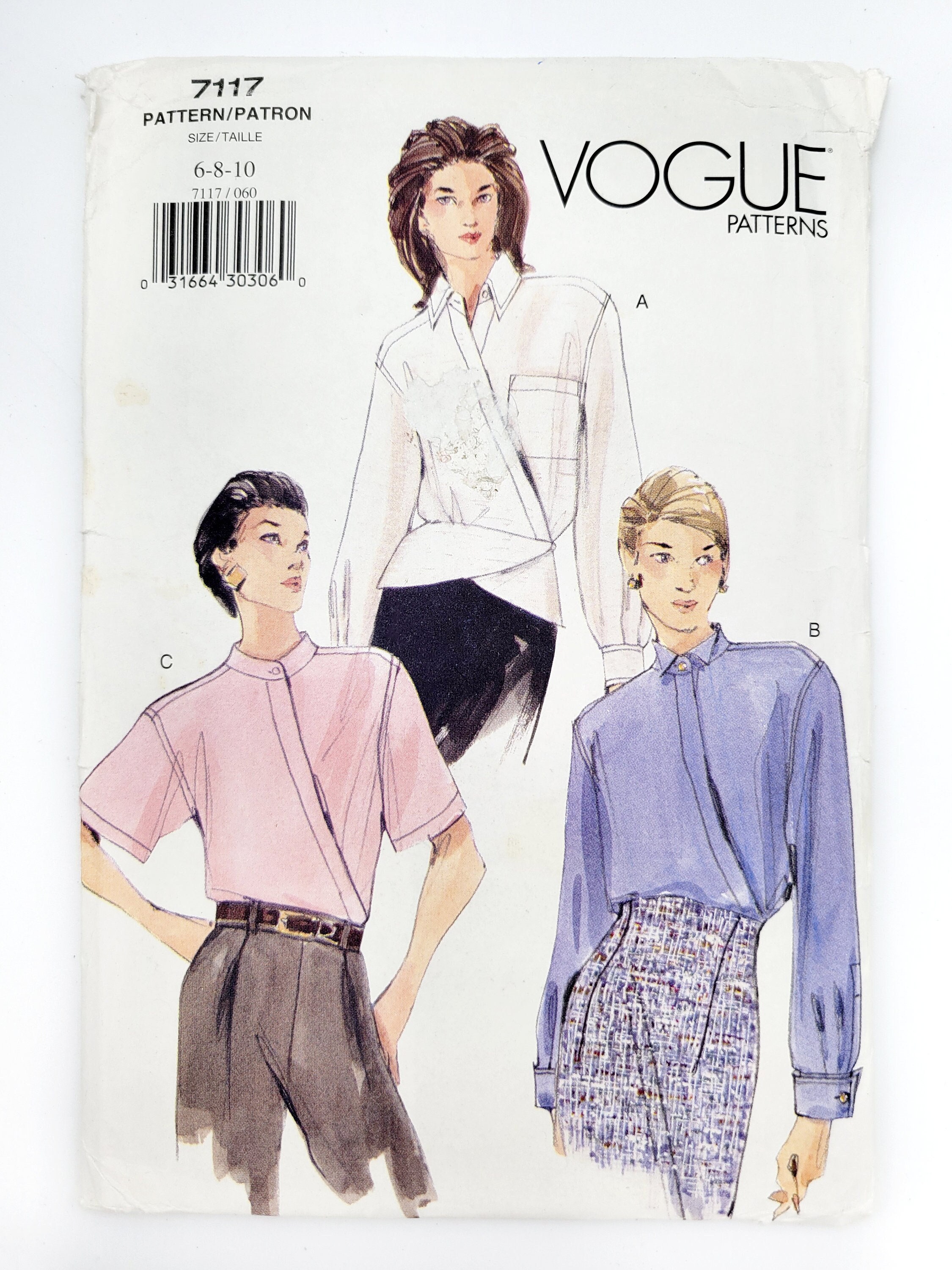 Vogue Sewing Pattern 7117, Vintage Pattern, Misses' Blouse