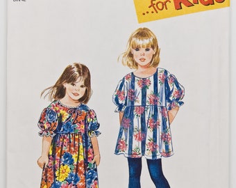 Simplicity Sewing Pattern 9273, Girls' Dress, Pants, Vintage Dress, Easy to Sew, Size A (3,4,5,6), UNCUT (factory folded), 1994