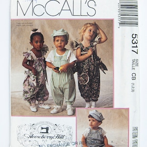 McCall&#39;s Schnittmuster 5317, Vintage-Schnittmuster, Overall und Mütze für Kleinkinder, Größe CB 1,2,3, UNCUT, Jahrgang 1991
