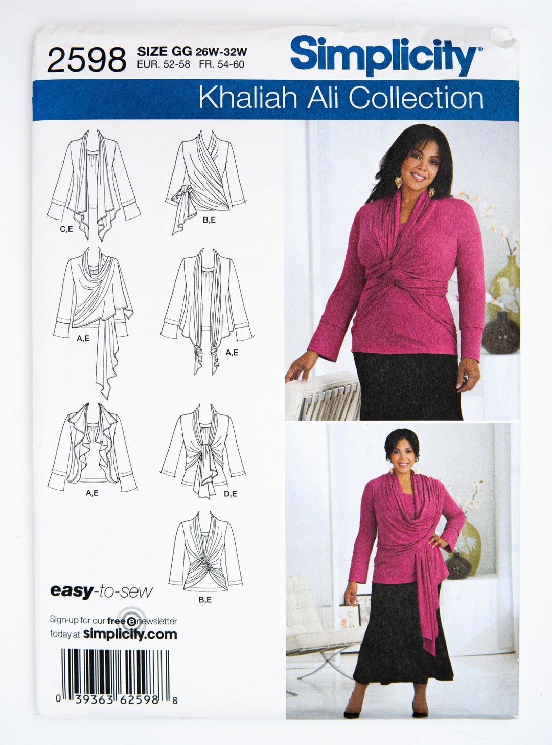 Simplicity Sewing Pattern 2598, Women's Knit Top and Cardi-wrap ...
