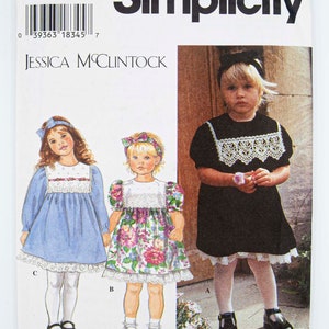 Simplicity Sewing Pattern 9835, Vintage Pattern, Child's/ Girls' Dress, By Jessica McClintock, Size 2,3,4, UNCUT (factory folded), Year 1995