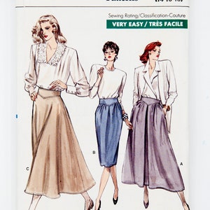 Vogue Sewing Pattern 7018, Vintage Pattern, Easy to Sew, Misses&#39; Skirt, Size 14-16, PARTLY CUT, Year 1987