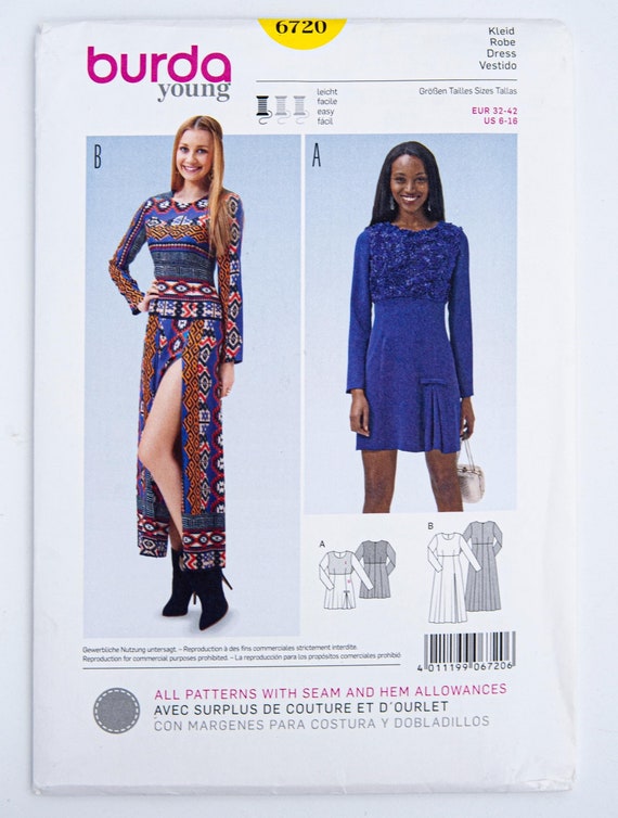 Burda Young Sewing Pattern 6720, Burda Misses' Dress, Abito da